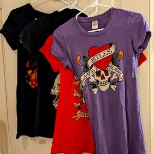 Ed Hardy skeleton skull T shirts size S